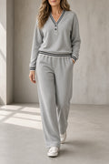 Debora | Completo con Scollo a V e Pantaloni Ampi a Righe