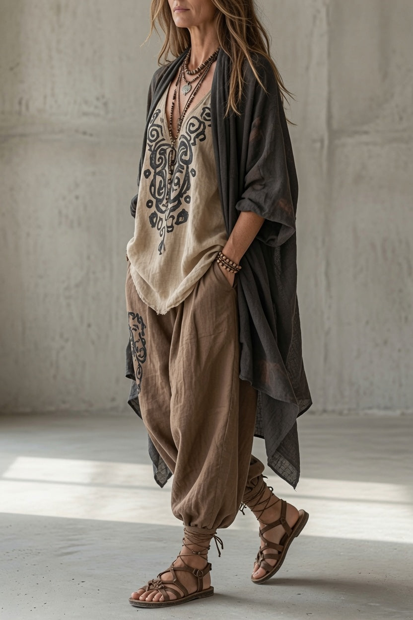 Fabiola | Completo Boho Tre Pezzi con Cardigan