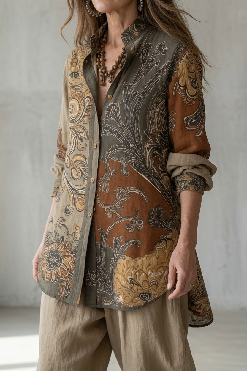 Mirella | Completo Vintage Camicia Stampata e Pantaloni