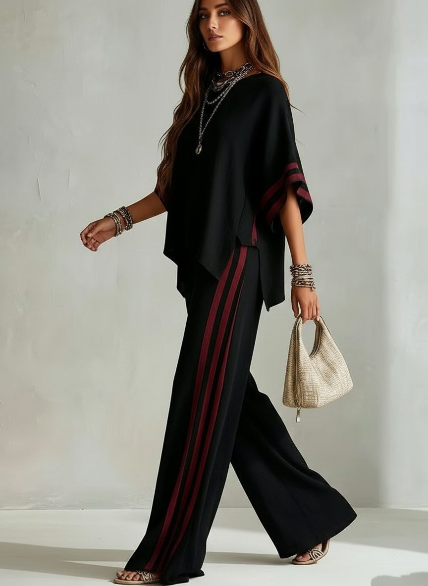 Teresa | Completo Boho a Righe Color-Block, Nero