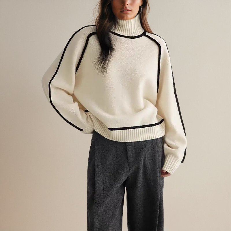 Silvia | Maglione a Collo Alto con Contrasti