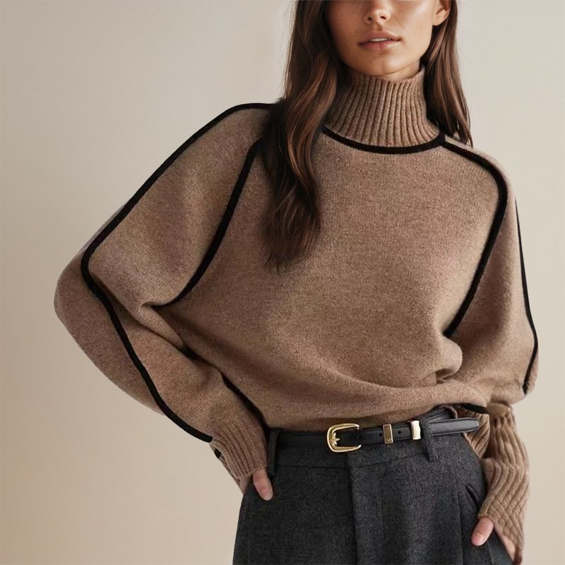 Silvia | Maglione a Collo Alto con Contrasti