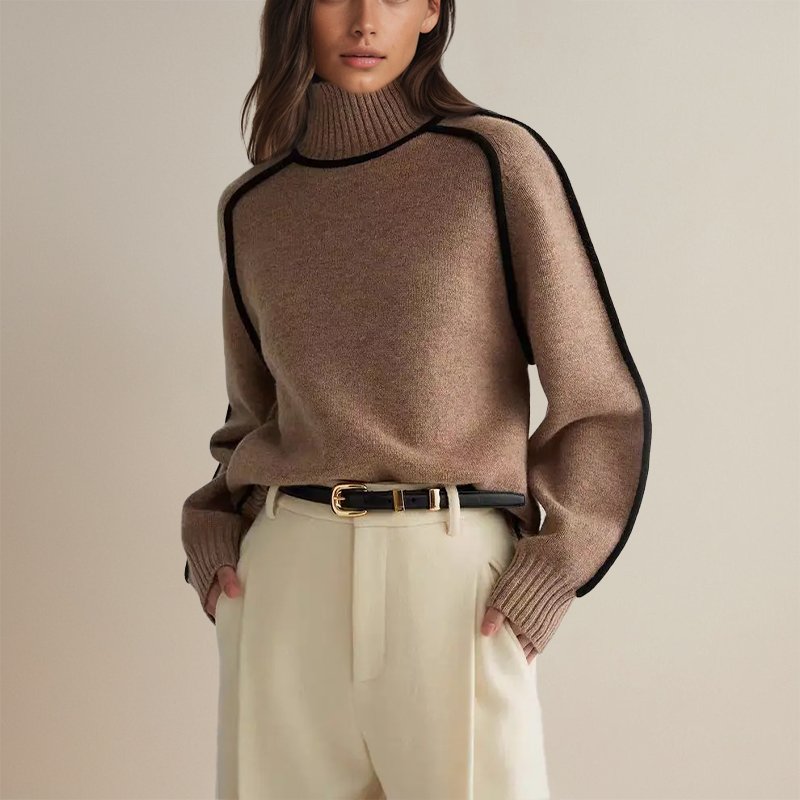 Silvia | Maglione a Collo Alto con Contrasti