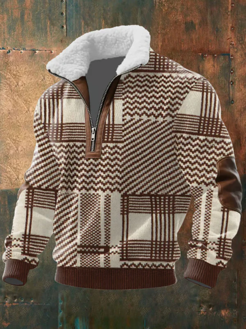 Andrea | Maglione Uomo in Pile con Zip e Collo Alto – Kazakistan