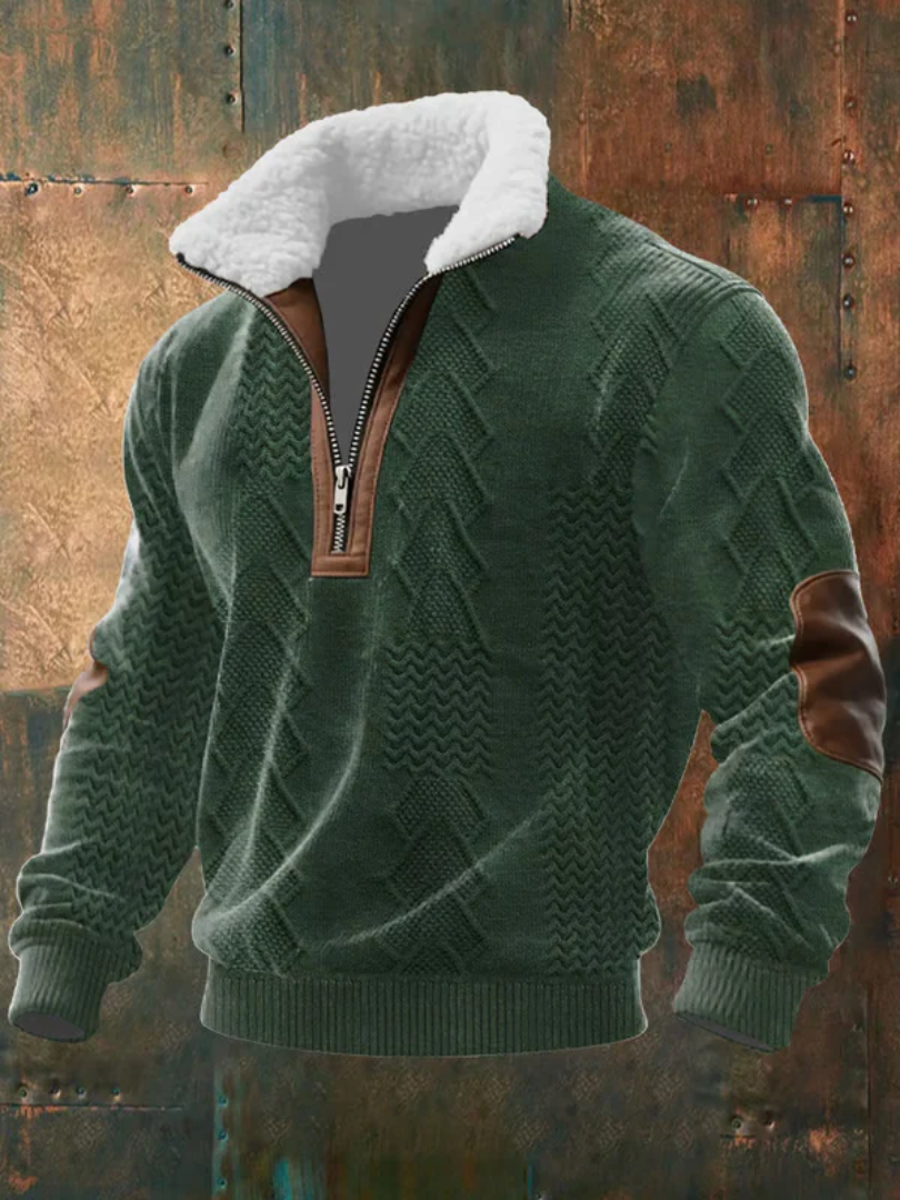 Roberto | Maglione Uomo in Pile con Zip e Collo Alto – Mongolia