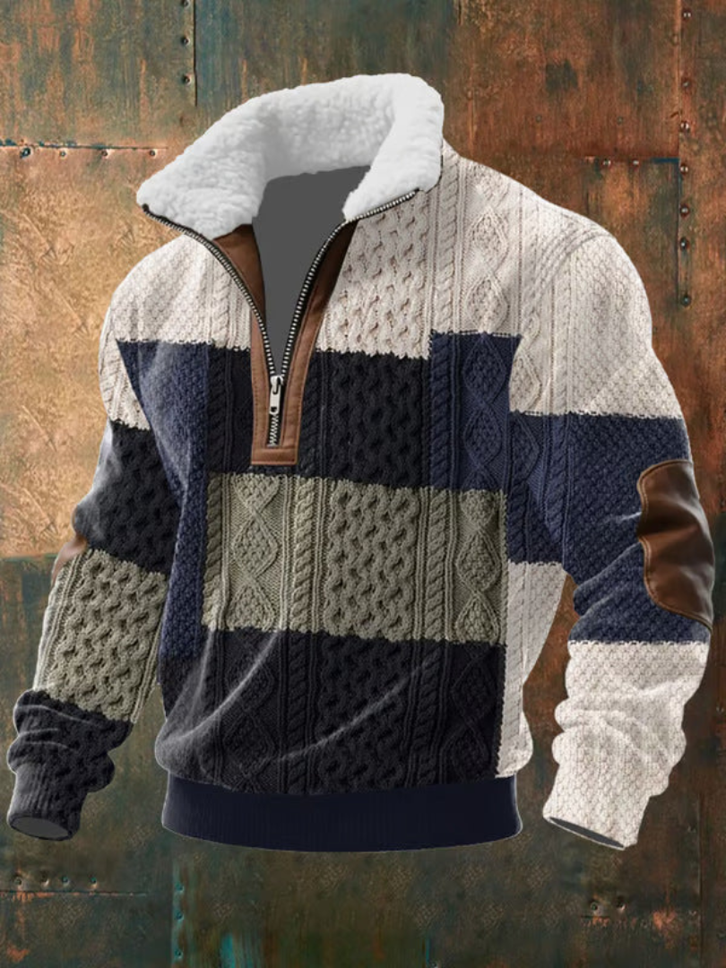Simone | Maglione Uomo in Pile con Zip e Collo Alto – Islanda