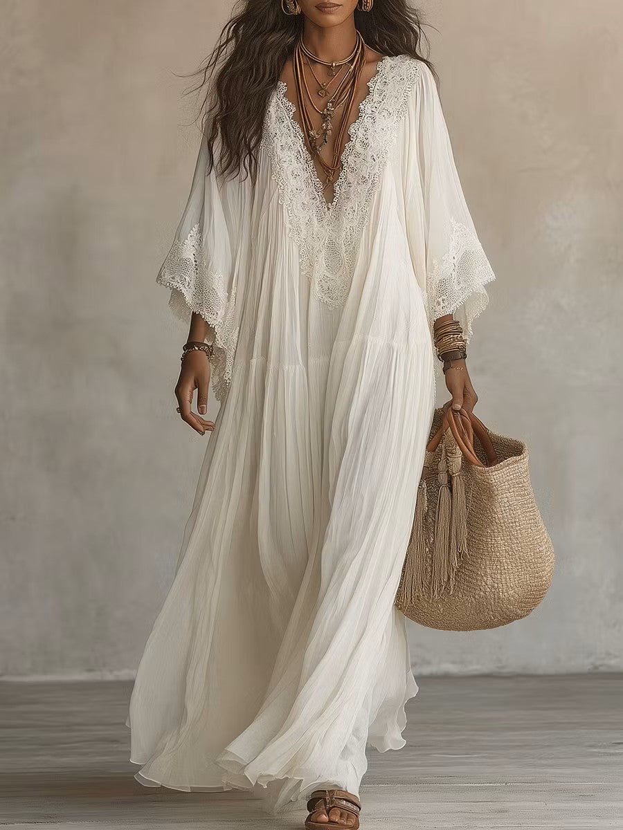 Lisa | Abito Lungo in Chiffon con Pizzo