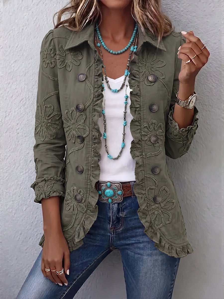 Diana | Giacca Boho con Ricami Floreali e Volant