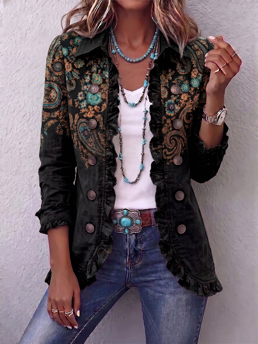 Cristina | Giacca Boho con Stampa Paisley e Volant