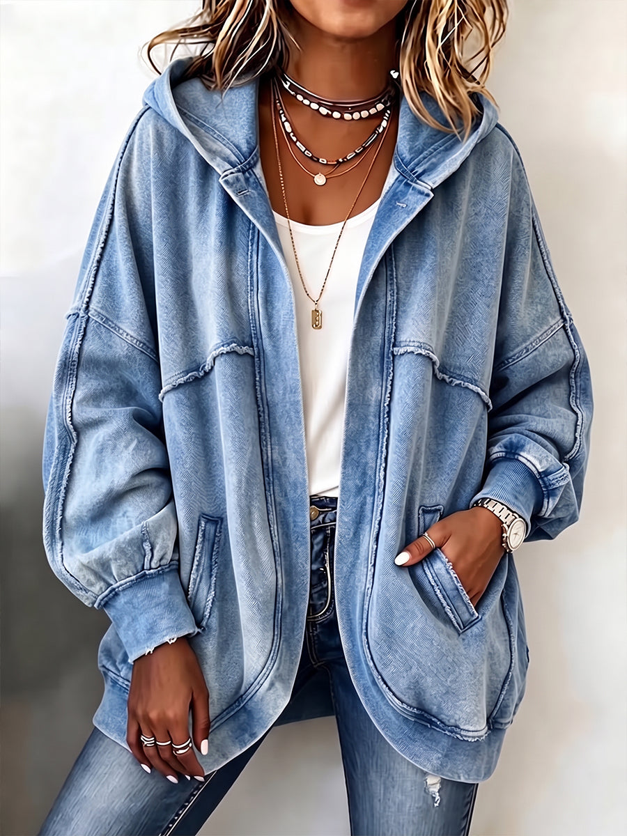 Ginevra | Giacca Felpa in Denim con Cappuccio