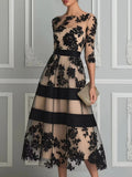 Gaia | Abito Midi da Sera in Tulle e Pizzo Floreale