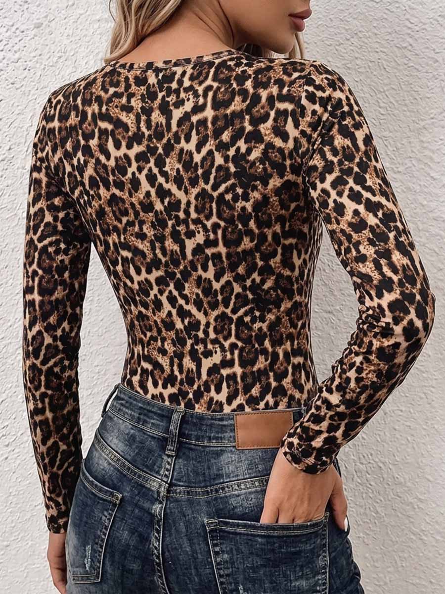 Alice | Top Leopardato con Anello e Apertura sul Petto