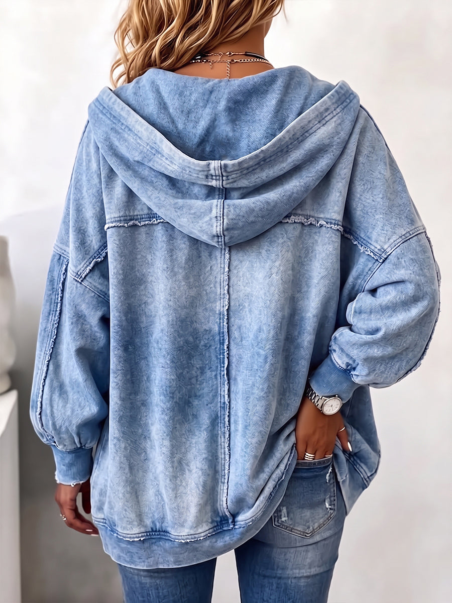 Ginevra | Giacca Felpa in Denim con Cappuccio
