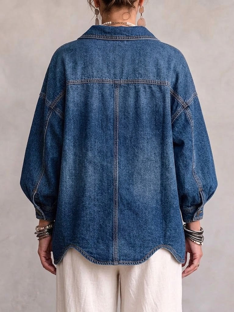 Anna | Giacca di Jeans Oversize con Grandi Bottoni Dorati