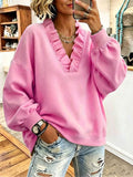 Irene | Felpa Oversize Rosa con Volant