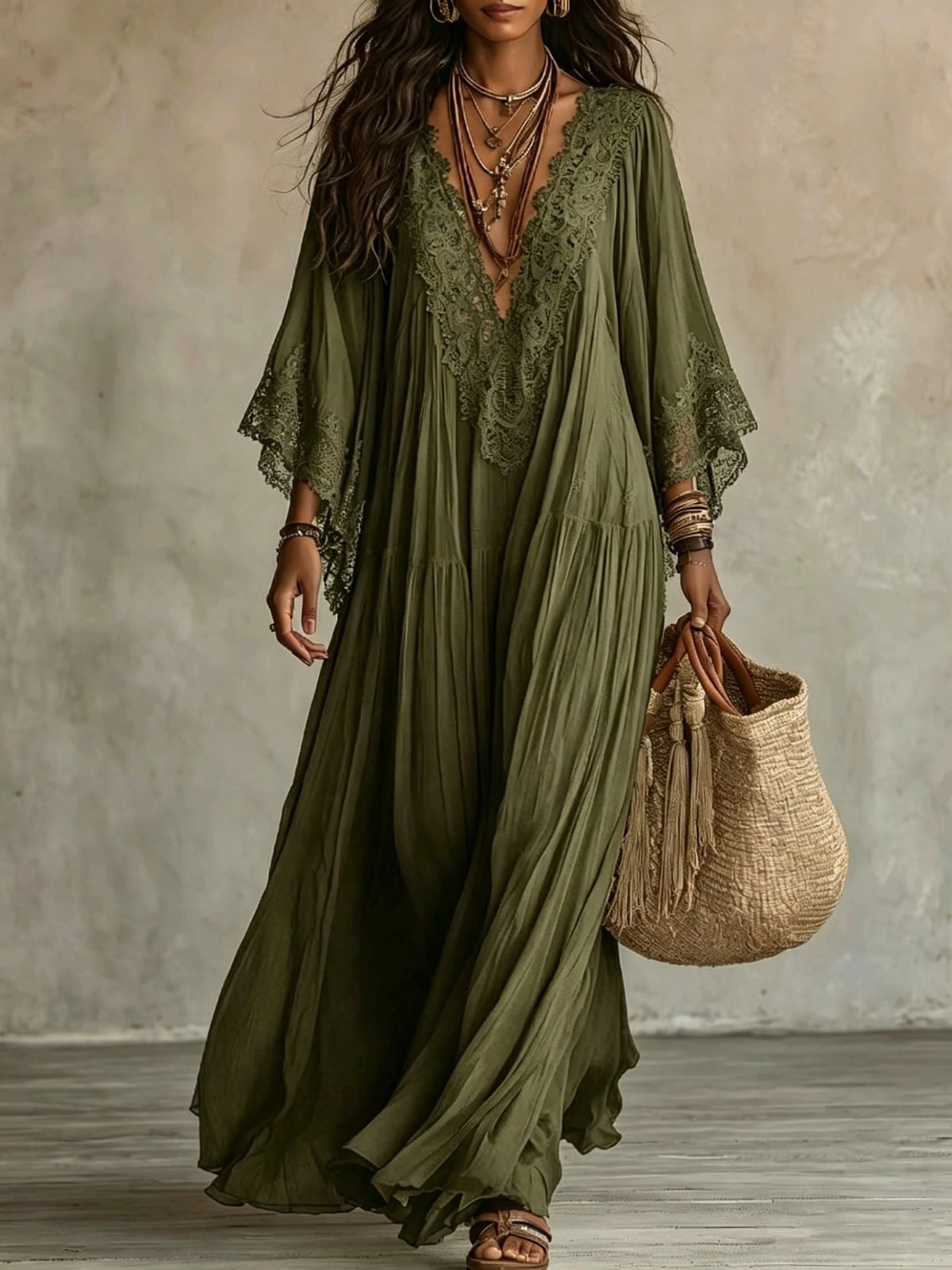 Lisa | Abito Lungo in Chiffon con Pizzo