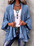 Rebecca | Cardigan in Jeans con Volant