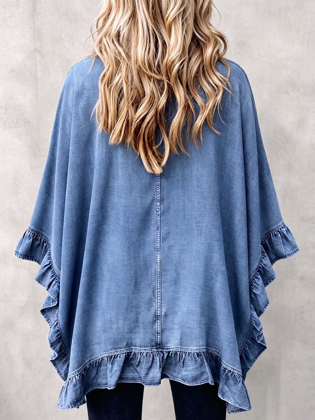 Rebecca | Cardigan in Jeans con Volant