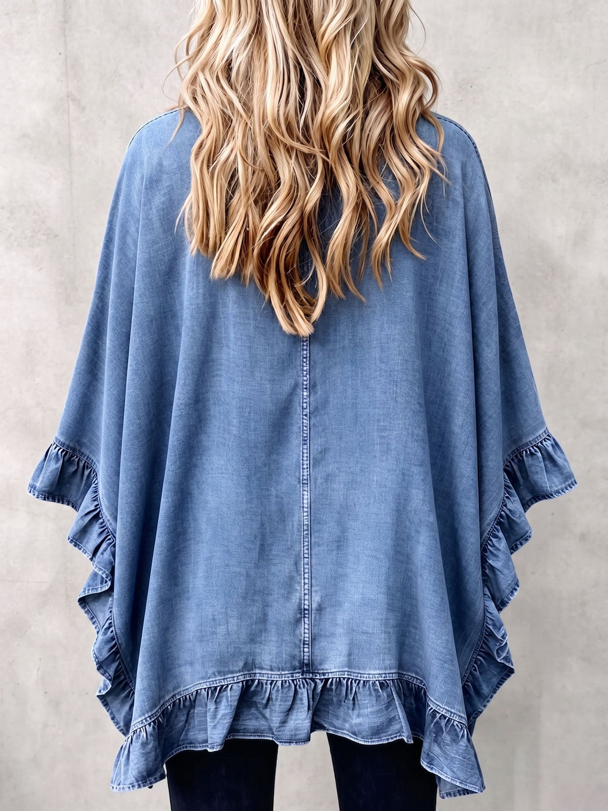 Rebecca | Cardigan in Jeans con Volant