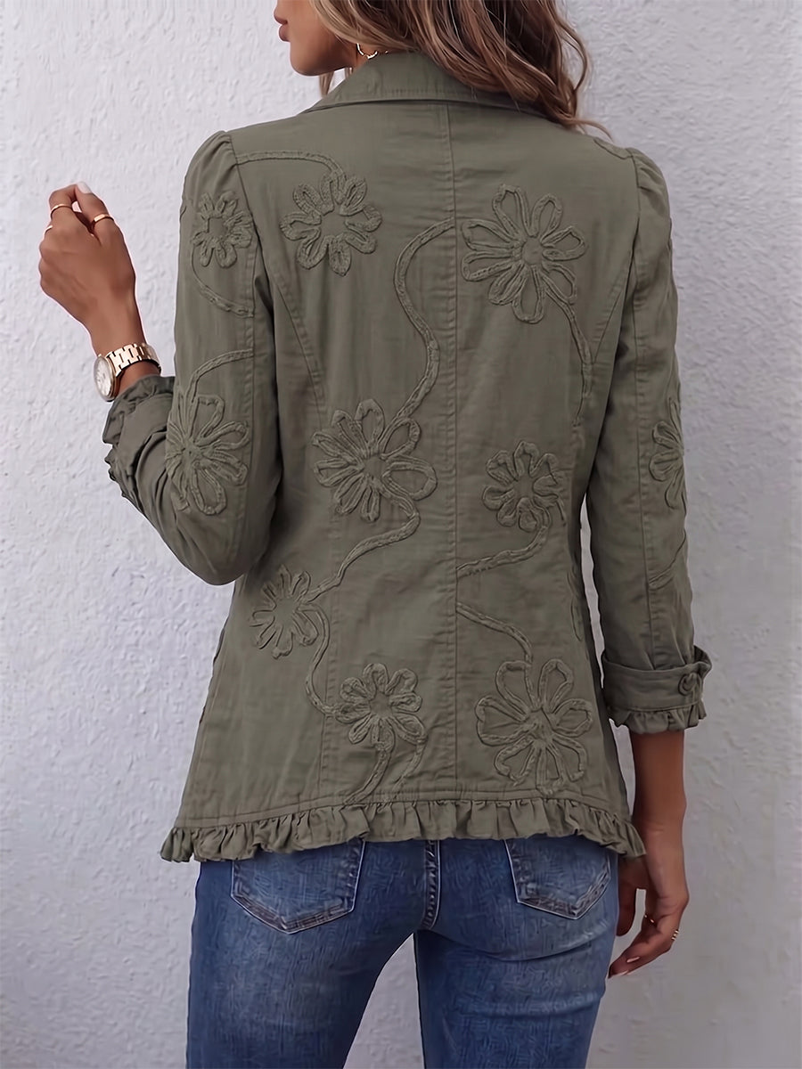 Diana | Giacca Boho con Ricami Floreali e Volant