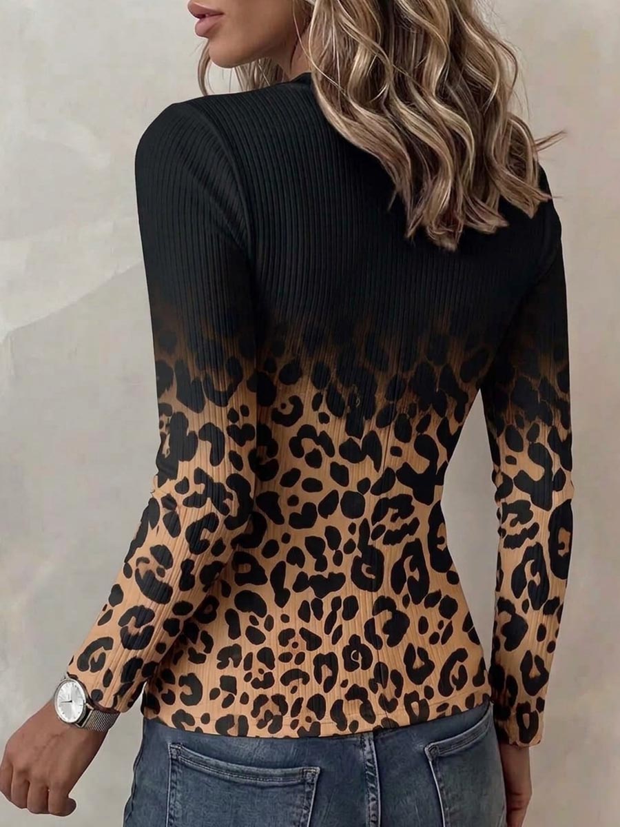 Agata | Top Aderente Leopardato con Lacci e Scollo Sagomato