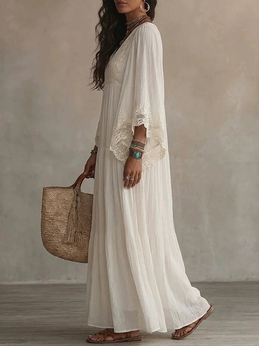 Lisa | Abito Lungo in Chiffon con Pizzo
