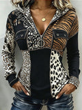 Laura | Top a Costine con Cappuccio e Patchwork Animalier