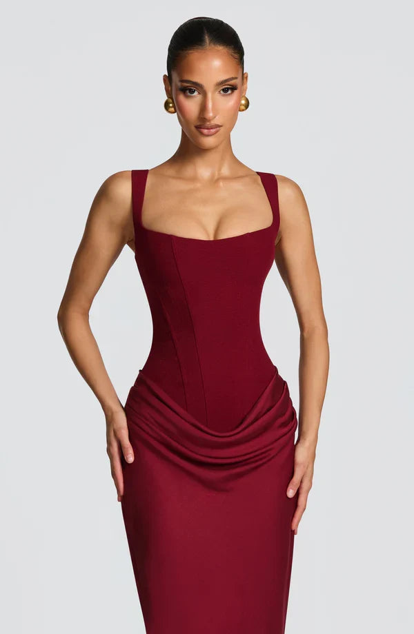 Valentina | Abito Maxi Scolpito a Clessidra