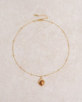 Collana marrone con goccia in occhio di tigre