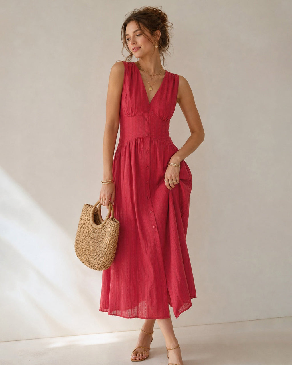 Abito midi Rosalind con bottoni