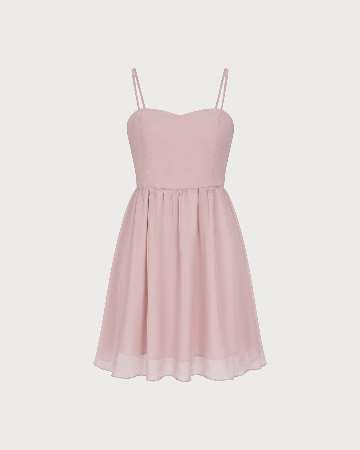Abito mini rosa a linea A con scollo a cuore