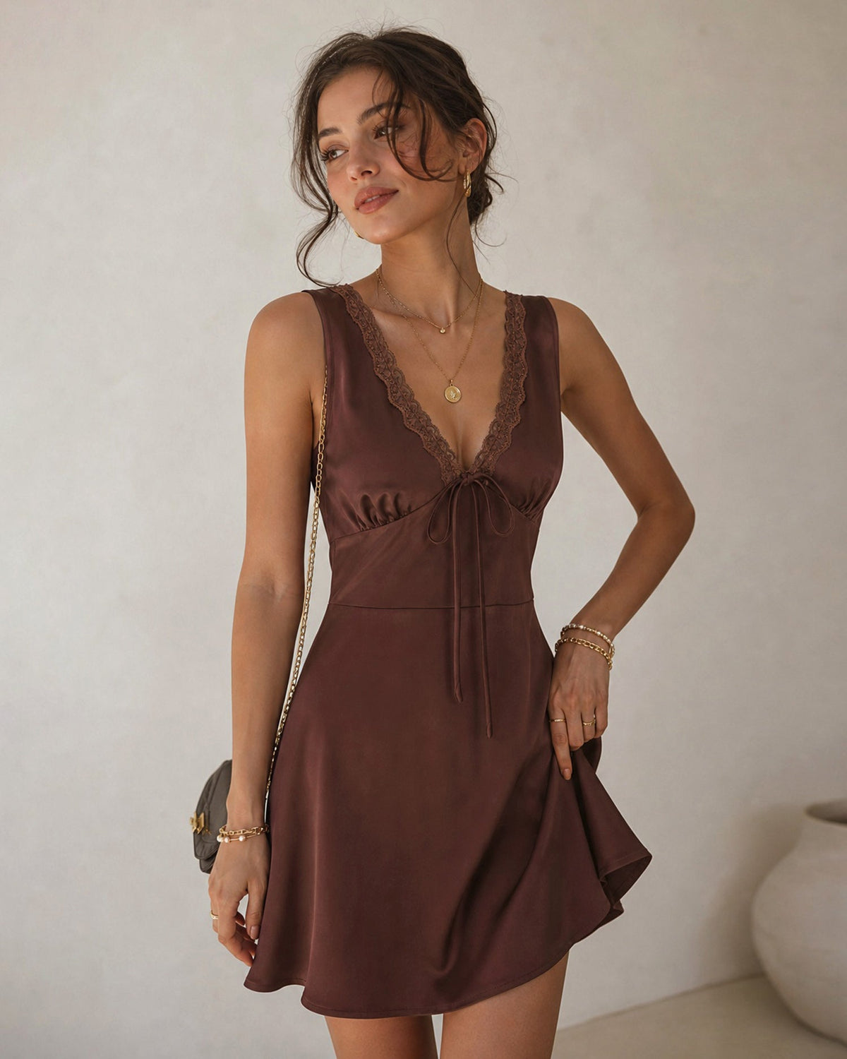 Abito mini in raso Margot